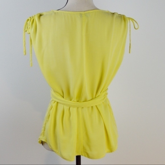 Bobeau Priya Rayon Wrap Blouse, Lemon Yellow, Size Small - Picture 6 of 8